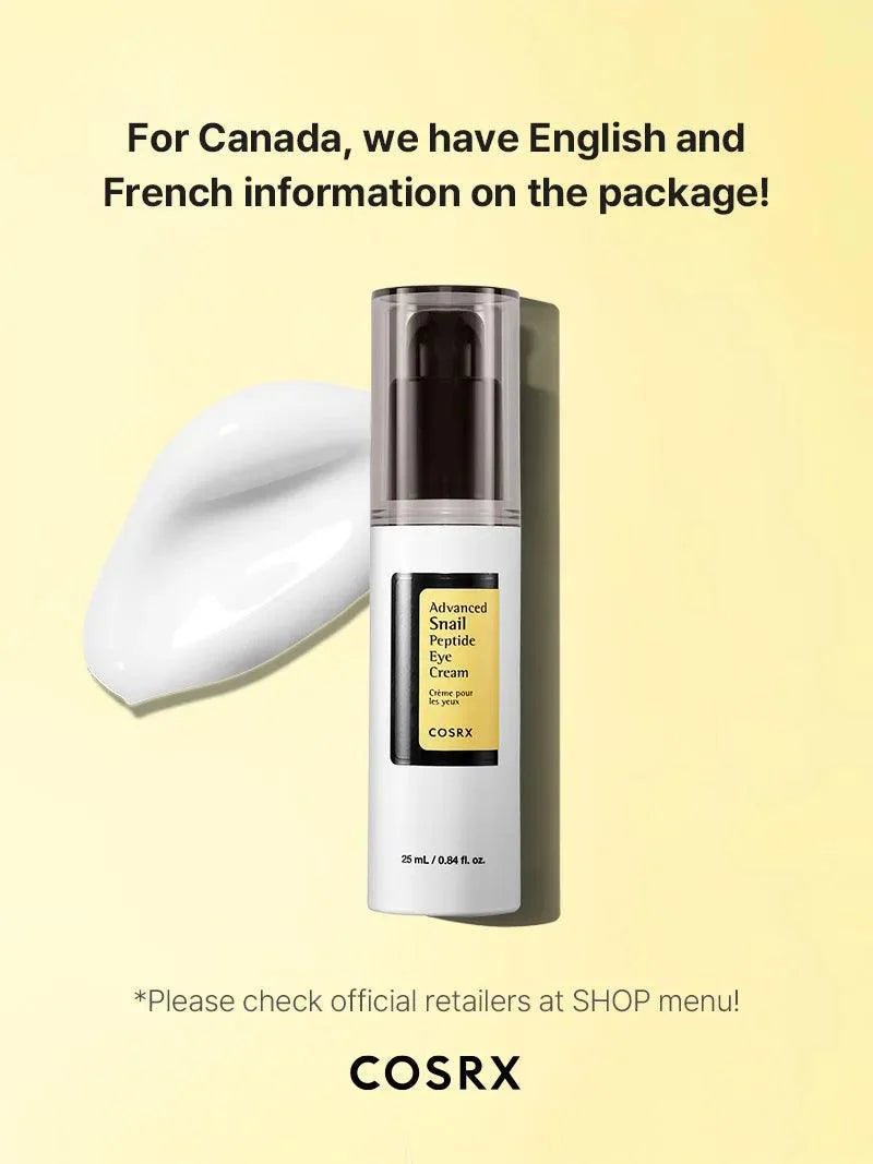 COSRX Advanced Snail Peptide Eye Cream 25ml – Brightening & Firming Eye Care with Snail Mucin - Amora Skin