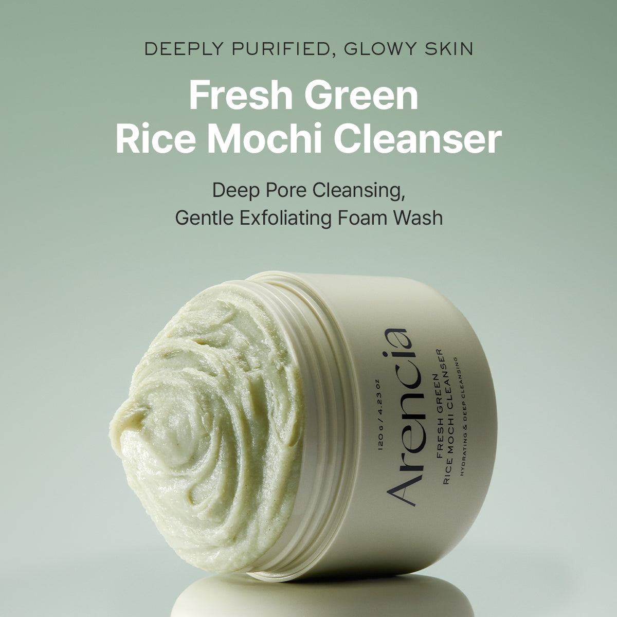 Arencia Fresh Green Rice Mochi Cleanser, Gentle Daily Cleanser for Acne-Prone Skin