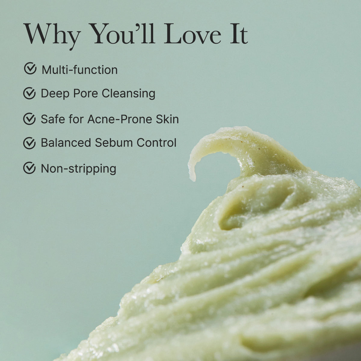 Arencia Fresh Green Rice Mochi Cleanser, Gentle Daily Cleanser for Acne-Prone Skin