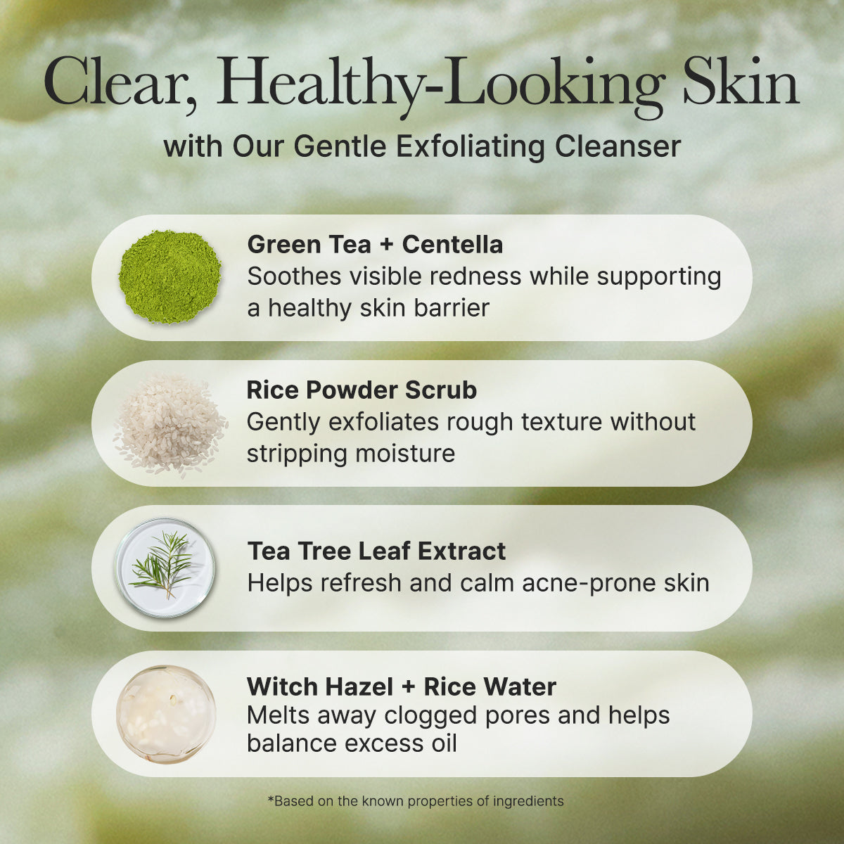 Arencia Fresh Green Rice Mochi Cleanser, Gentle Daily Cleanser for Acne-Prone Skin