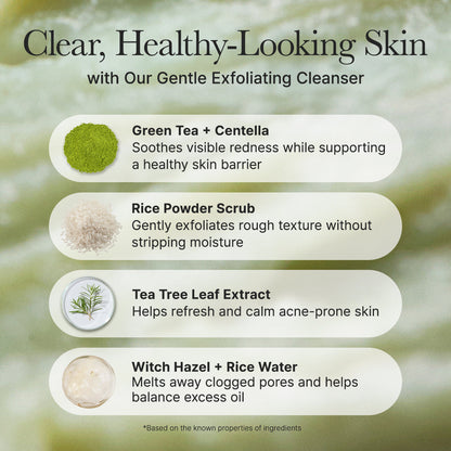 Arencia Fresh Green Rice Mochi Cleanser, Gentle Daily Cleanser for Acne-Prone Skin