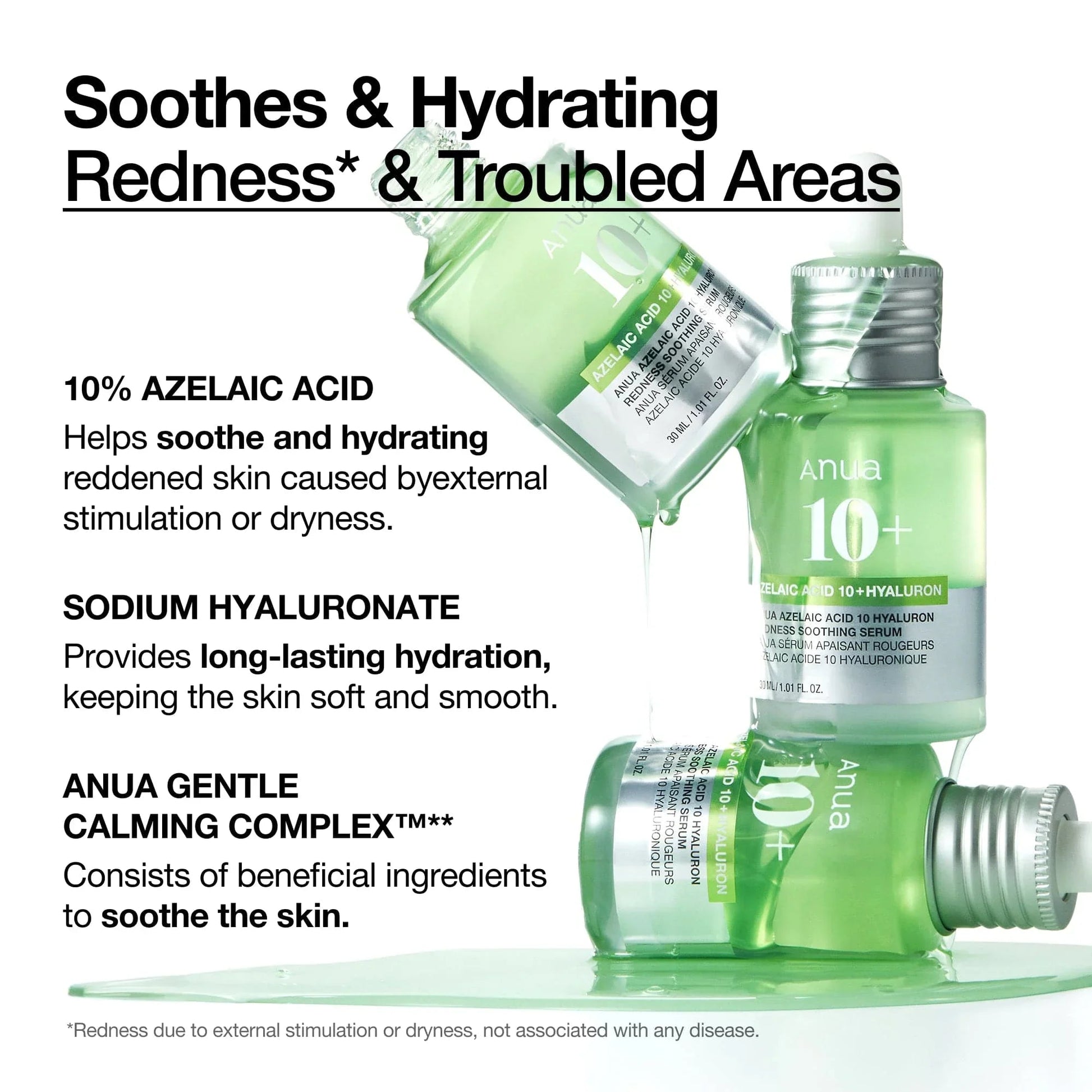 ANUA Azelaic Acid 10% Hyaluron Redness Soothing Serum – Redness Relief, Hydration & Blemish - Calming Serum | Korean Skincare - Amora Skin