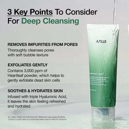 ANUA Heartleaf Quercetinol Pore Deep Cleansing Foam 150 ml – Deep Pore Cleansing, Gentle Exfoliation & Hydrating Finish | Korean Skincare - Amora Skin