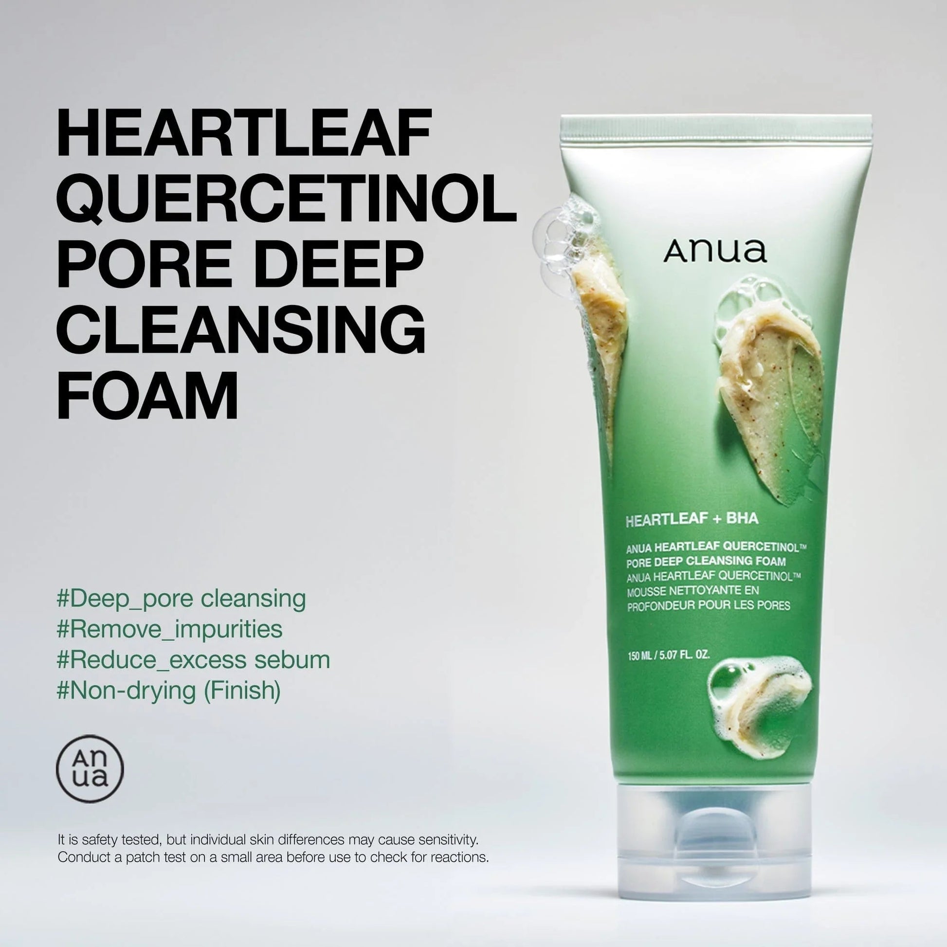 ANUA Heartleaf Quercetinol Pore Deep Cleansing Foam 150 ml – Deep Pore Cleansing, Gentle Exfoliation & Hydrating Finish | Korean Skincare - Amora Skin