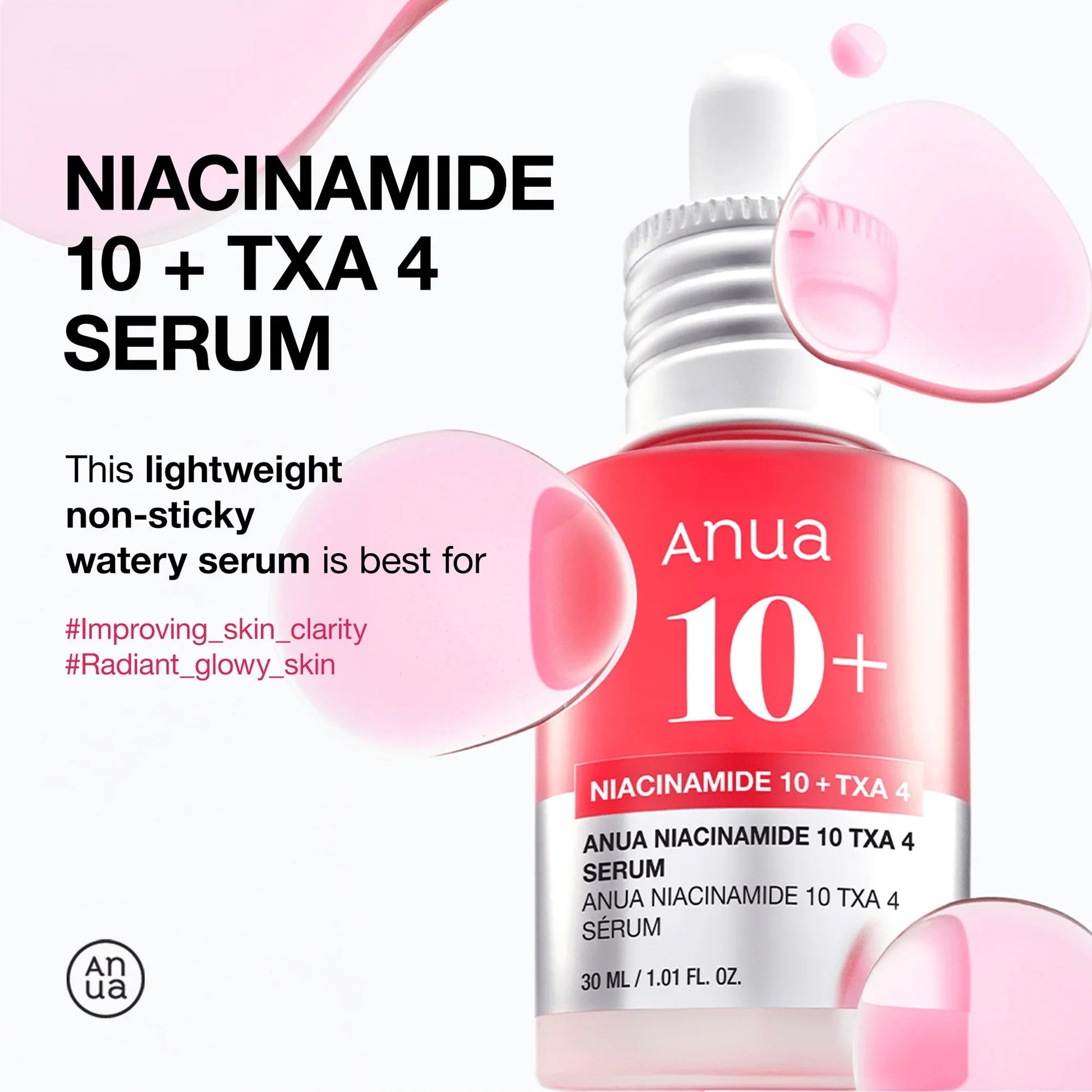 ANUA Niacinamide 10% + TXA 4% Serum – Brightening, Dark Spot & Tone - Correcting Serum | Korean Skincare - Amora Skin
