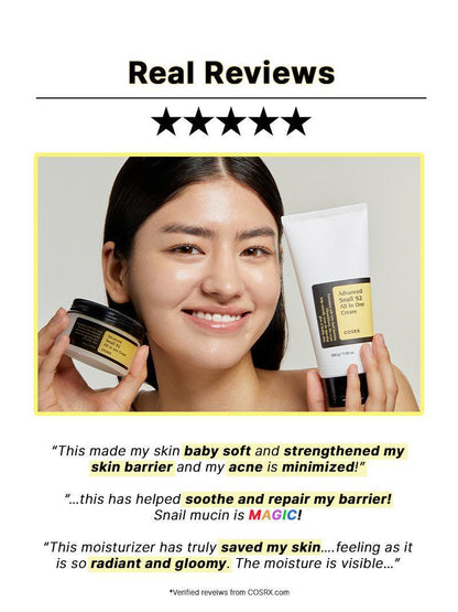 COSRX Advanced Snail 92 All In One Cream – Barrier Repair, Deep Hydration & Glass Skin Moisturizer | Korean Skincare - Amora Skin