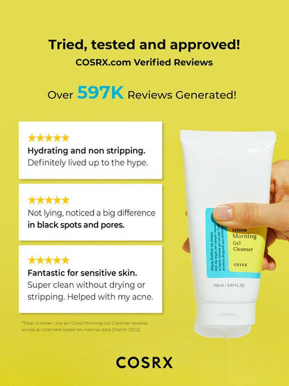 COSRX Low pH Good Morning Gel Cleanser – Gentle Hydrating Cleanser for Balanced, Non - Stripping Cleansing | Korean Skincare - Amora Skin