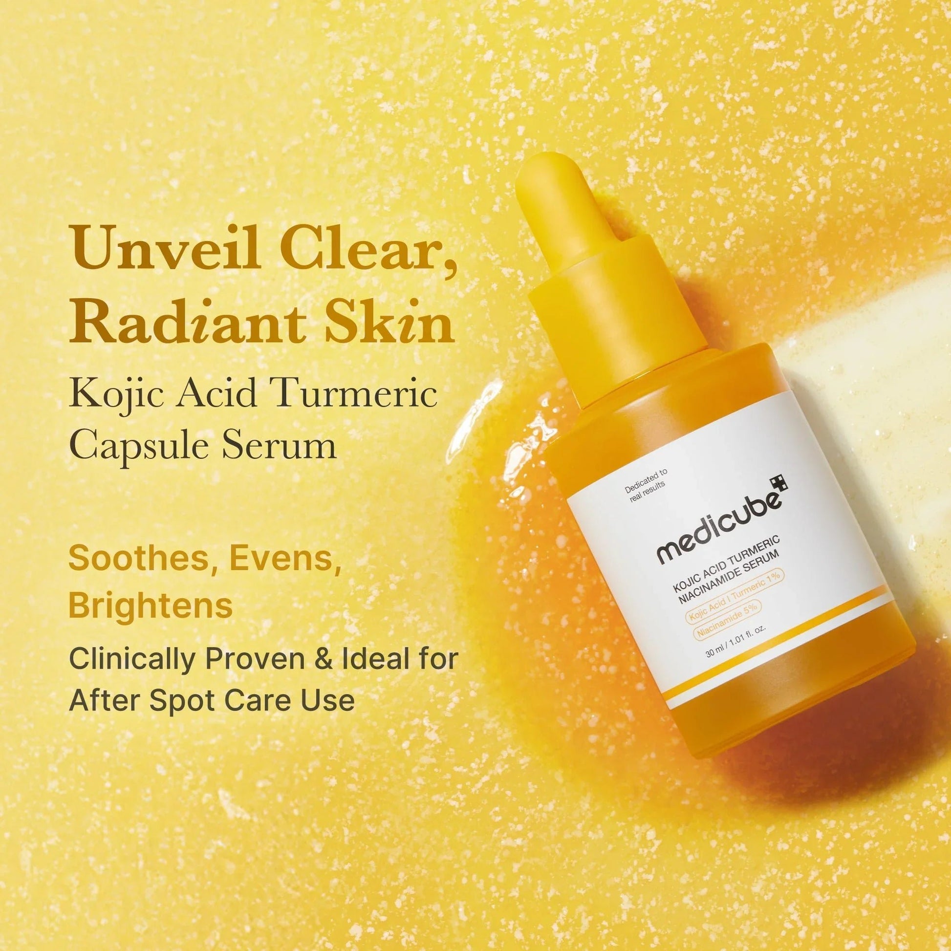 MEDICUBE Kojic Acid Turmeric Capsule Serum – Brightening & Tone - Correcting Serum for Dark Spots, Uneven Skin & Radiant Glow | Korean Skincare - Amora Skin