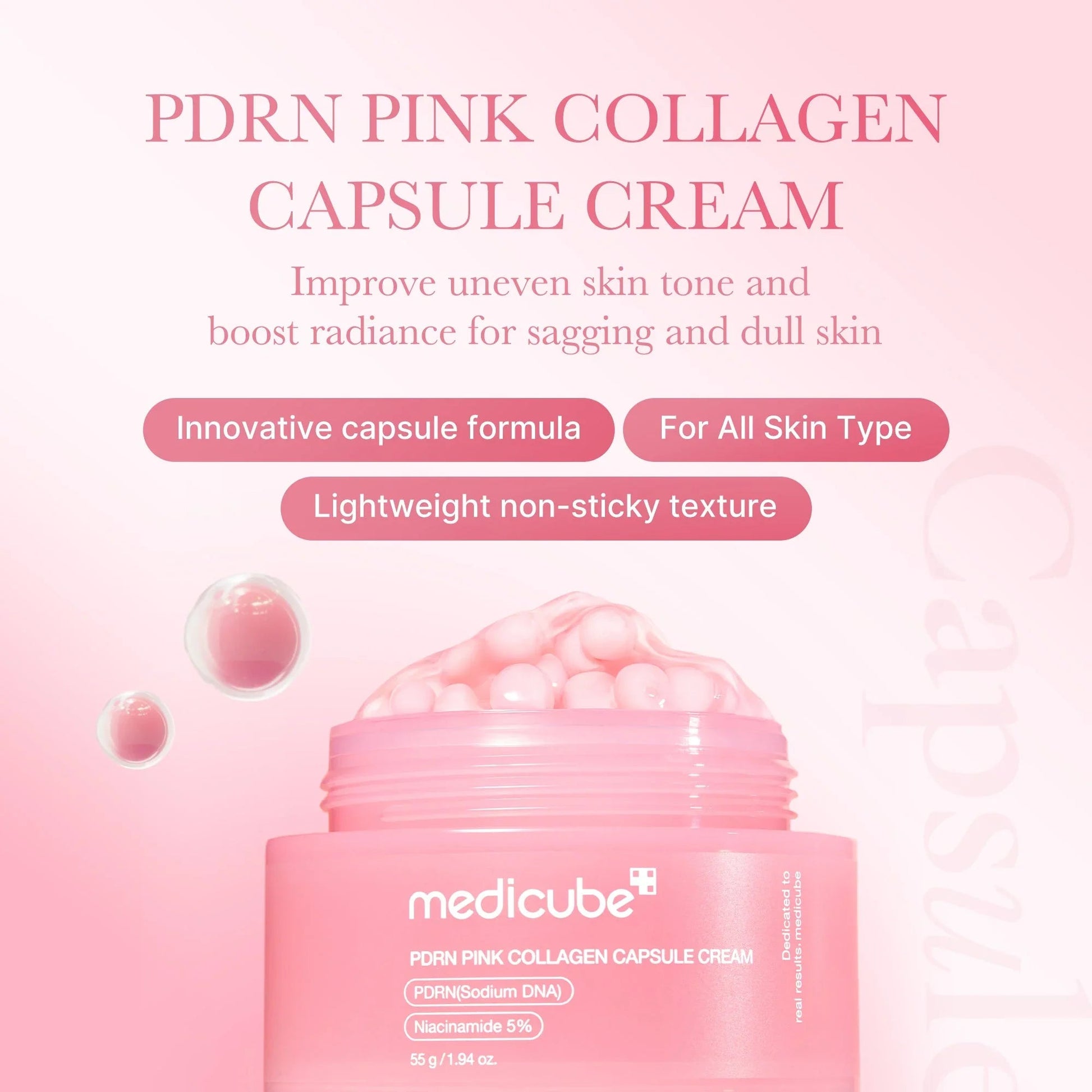 Medicube PDRN Pink Collagen Capsule Cream – Hydrating, Brightening & Elasticity - Boosting Gel Cream | Korean Skincare - Amora Skin